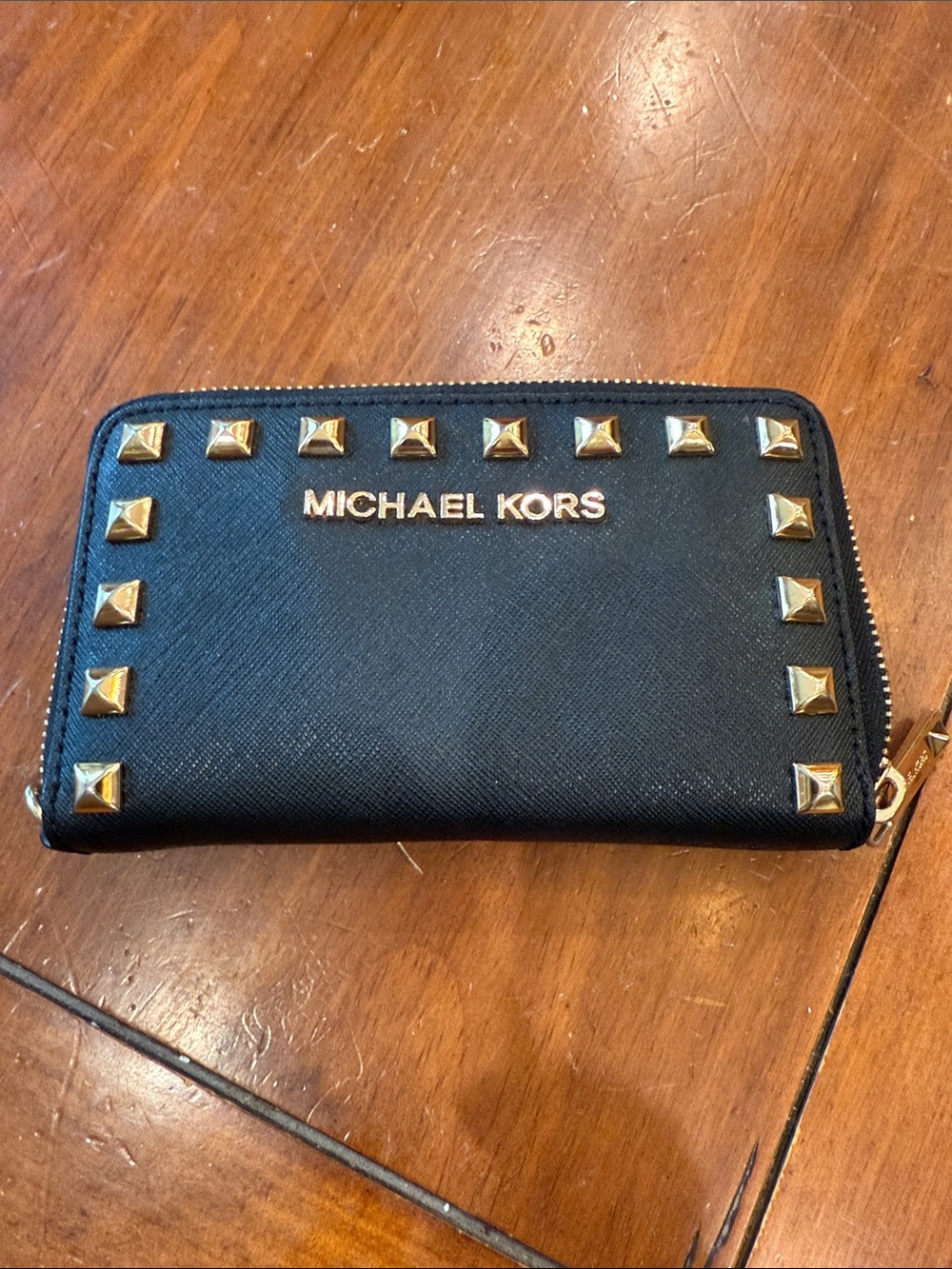 Michael Kors Black Wallet with Gold Stud Accents